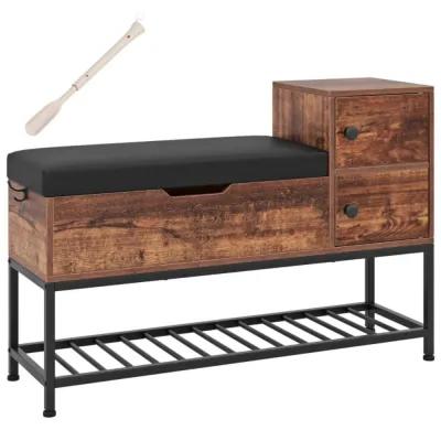 Hivvago Entryway Bench with Flip Top Box and 2 Door Cabinets for Entryway