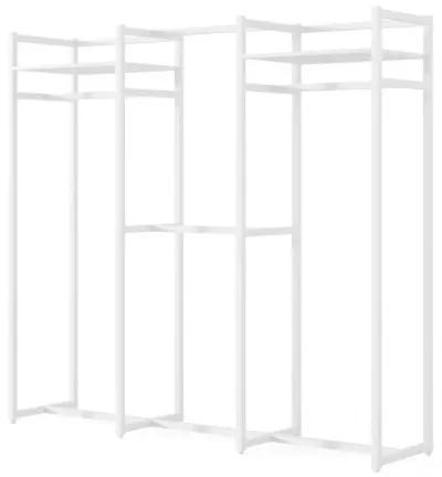 Heavy Duty White Metal Freestanding Garment Rack with 4 Clothes Hanging Rods