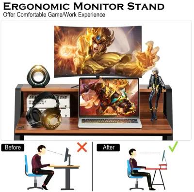 Costway 2 Tier Computer Desk PC Laptop Table Study Writing Home Office Workstation