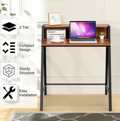 Costway 2 Tier Computer Desk PC Laptop Table Study Writing Home Office Workstation