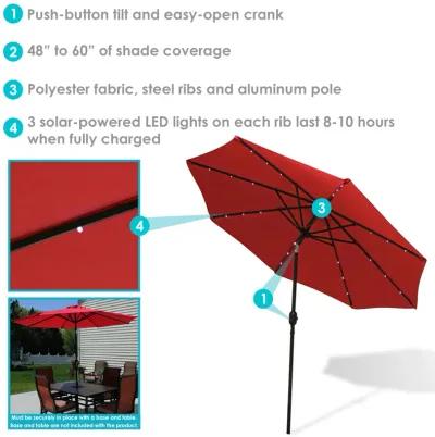 Sunnydaze 9 ft Solar Aluminum Patio Umbrella with Tilt and Crank