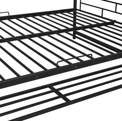 Merax Metal Bunk Bed with Shelf and Guardrails