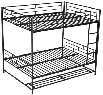 Merax Metal Bunk Bed with Shelf and Guardrails