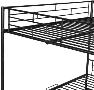 Merax Metal Bunk Bed with Shelf and Guardrails