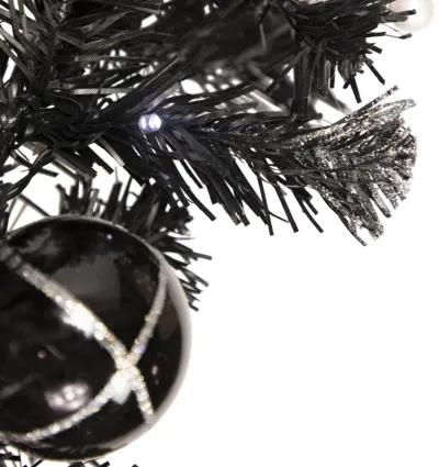 6' x 10" Pre-Lit Decorated Black Pine Artificial Christmas Garland  Cool White LED Lights