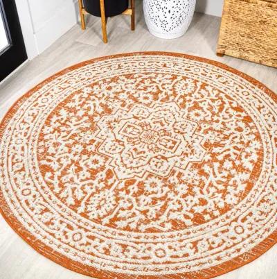 Sinjuri Medallion Textured Weave Indoor/Outdoor Area Rug