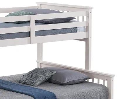 Veran Twin Over Full Bunk Bed, Trundle and 3 Drawers, White Solid Wood