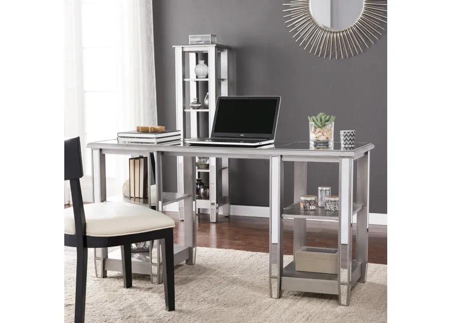 Bromley Mirrored Desk with Shelves