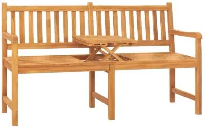 vidaXL 3-Seater Patio Bench with Table 59.1" Solid Teak Wood