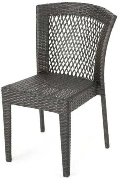 Outdoor Stackable Dining Chair, 21 Inch Dark Brown PE Rattan Woven - Benzara