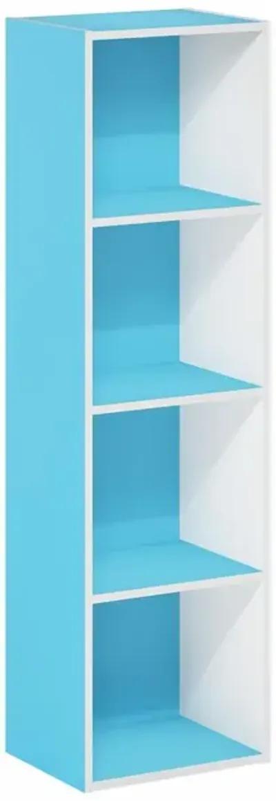 Furinno Pasir 4-Tier Open Shelf Bookcase, Light Blue/White