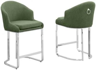 Best Quality Furniture Green With Silver Barstool. Set Of Two