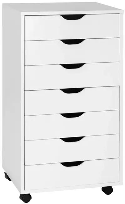 7-Drawer Chest Storage Dresser Floor Cabinet Organizer with Wheels-White