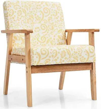 Modern Accent Armchair Fabric Lounge Chair with Rubber Wood Leg