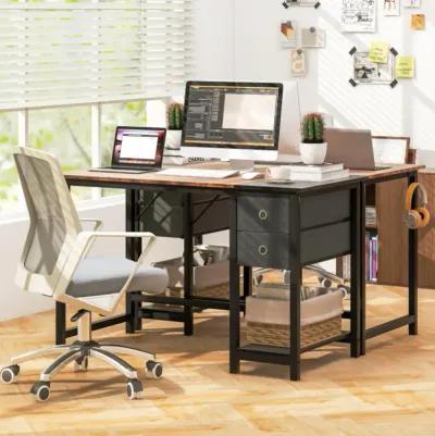 Hivvago Home Office Desk with 2 Drawers Hanging Hook