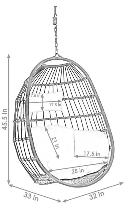 Sunnydaze Resin Wicker Hanging Egg Chair with Polyester Cushions