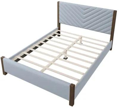 Merax Mid-Century Upholstered Platform Bed Frame