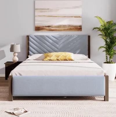 Merax Mid-Century Upholstered Platform Bed Frame