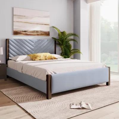 Merax Mid-Century Upholstered Platform Bed Frame