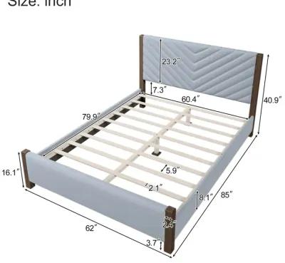 Merax Mid-Century Upholstered Platform Bed Frame