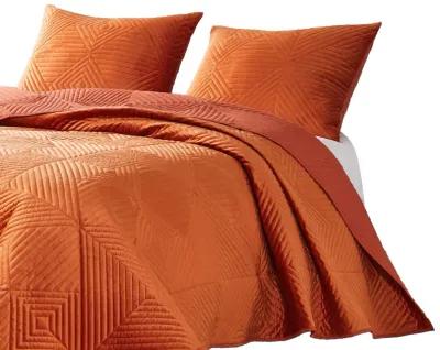 Rio 36 Inch King Pillow Sham, Quilted Diamond Design, Orange Dutch Velvet - Benzara