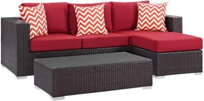 Convene Outdoor Sectional Series - Durable Rattan Weave, Weather-Resistant Cushions, Patio Sofa Set with Coffee Table, Ottoman, and Sofa