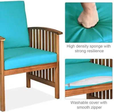 Hivvago 4 Pieces Patio Solid Wood Furniture Set with Water Resistant Cushions