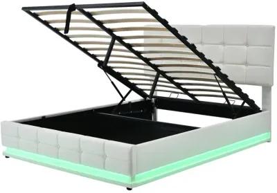 Tufted Upholstered Platform Bed With Hydraulic Storage System, Queen Size PU Storage Bed