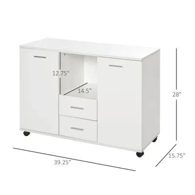 White Office Organizer: Multifunction Filing Cabinet/Printer Stand