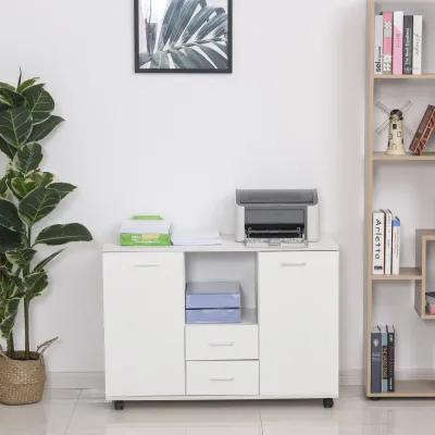 White Office Organizer: Multifunction Filing Cabinet/Printer Stand