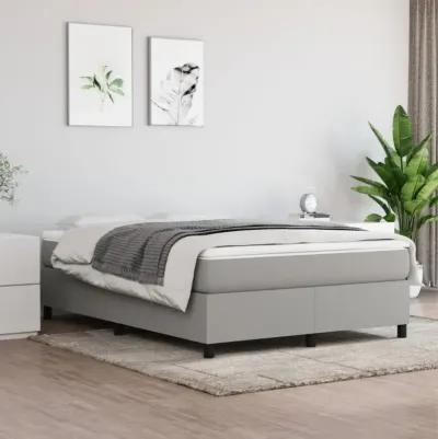 vidaXL Box Spring Bed Frame - Full Size, 100% Polyester Fabric, Light Gray, Modern, Designed for 53.9"x74.8" Mattress, Plywood and Engineered Wood Material