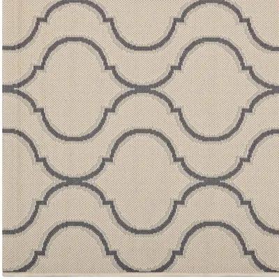 Linza Wave Abstract Trellis 8x10 Indoor and Outdoor Area Rug - Beige and Gray