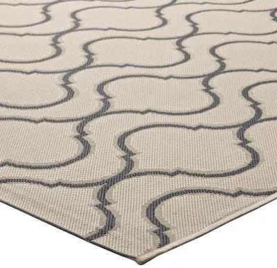 Linza Wave Abstract Trellis 8x10 Indoor and Outdoor Area Rug - Beige and Gray