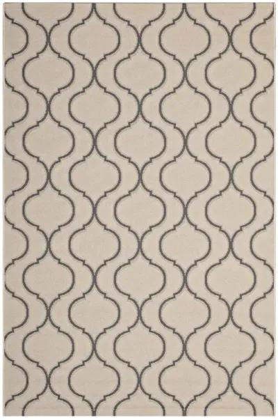 Linza Wave Abstract Trellis 8x10 Indoor and Outdoor Area Rug - Beige and Gray