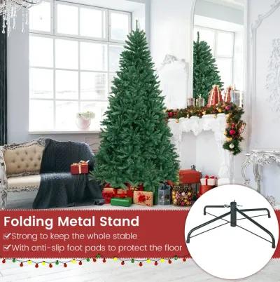 7.5 Feet Artificial Christmas Tree with Folding Metal Stand