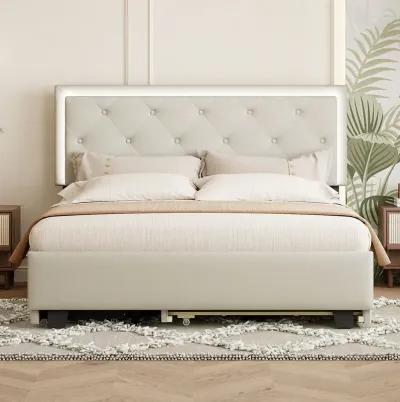 Merax Velvet Storage Platform Bed with 2 Big Drawers