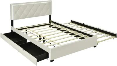 Merax Velvet Storage Platform Bed with 2 Big Drawers