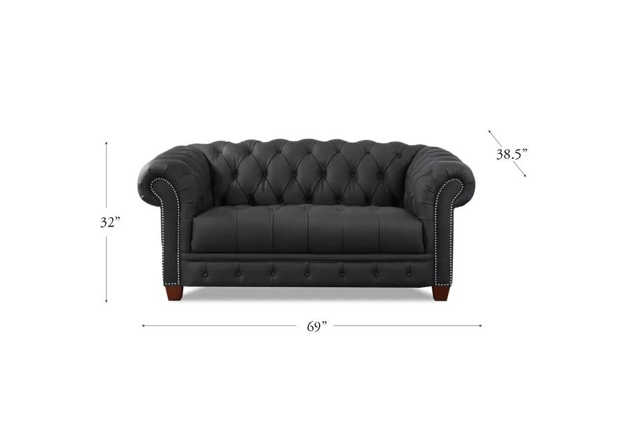 York Top Grain Leather Loveseat