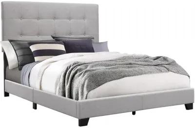 Lawrence Full Size Bed, Wood Frame, Light Gray Button Tufted Upholstery - Benzara