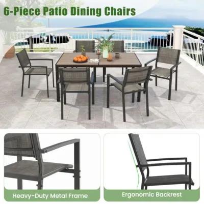 Hivvago 7 Piece Outdoor Dining Set with 6 Stackable Chairs and Large Rectangle Table