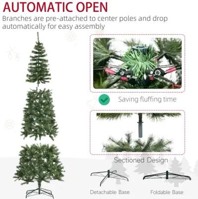 8' Artificial Christmas Tree with Realistic Branch Tips, Auto Open for Party