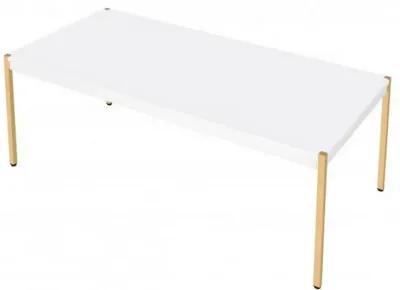 Coffee Table with Metal Tube Legs, White and Gold-Benzara