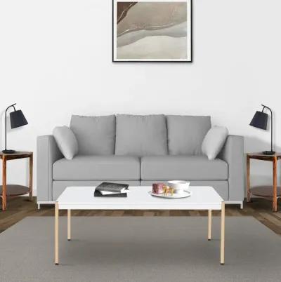 Coffee Table with Metal Tube Legs, White and Gold-Benzara