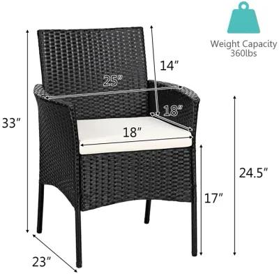 2 Pieces Patio Wicker Chairs with Cozy Seat Cushions