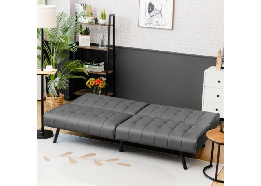 Hivvago Futon Sofa Bed PU Leather Convertible Folding Couch Sleeper Lounge