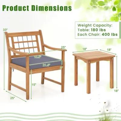 Hivvago 3 Piece Wood Patio Furniture Set with Seat Cushions and Acacia Wood Frame