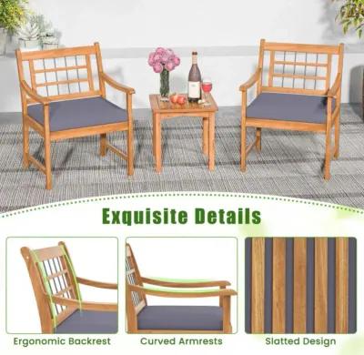 Hivvago 3 Piece Wood Patio Furniture Set with Seat Cushions and Acacia Wood Frame