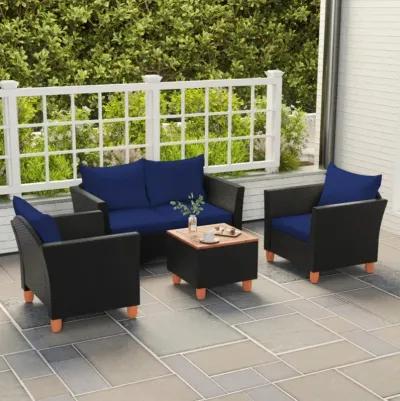 Hivvago 4 Pieces Outdoor Conversation Set with Storage Coffee Table