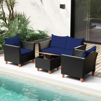 Hivvago 4 Pieces Outdoor Conversation Set with Storage Coffee Table