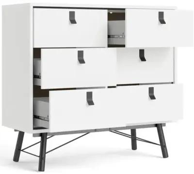 Tvilum Ry 6 Drawer Chest, White Matte/Black